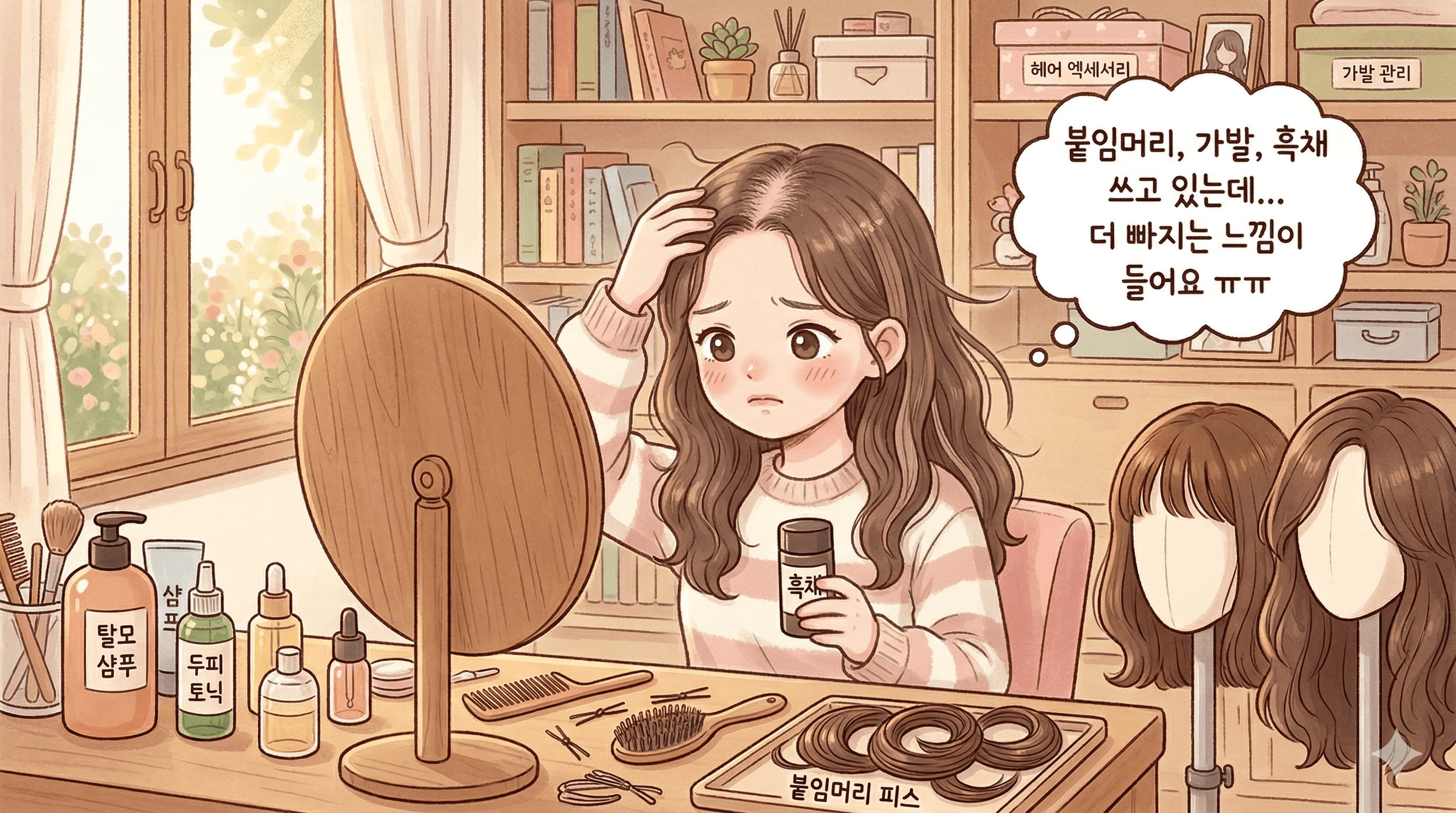 붙임머리 가발 탈모 오나요