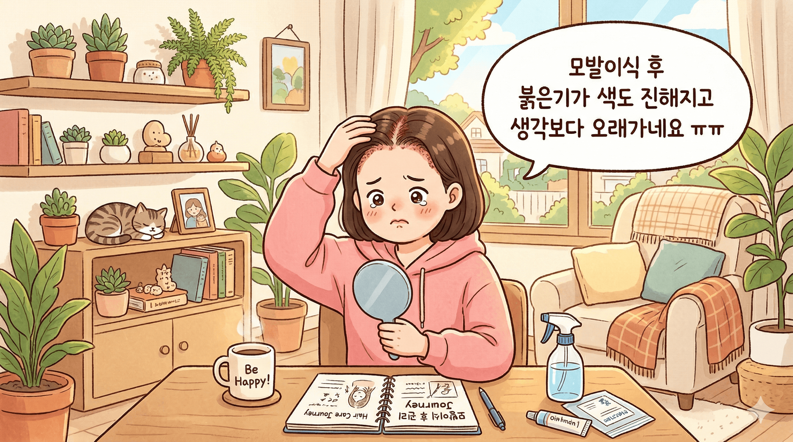 모발이식 후 붉은기 정리합니다