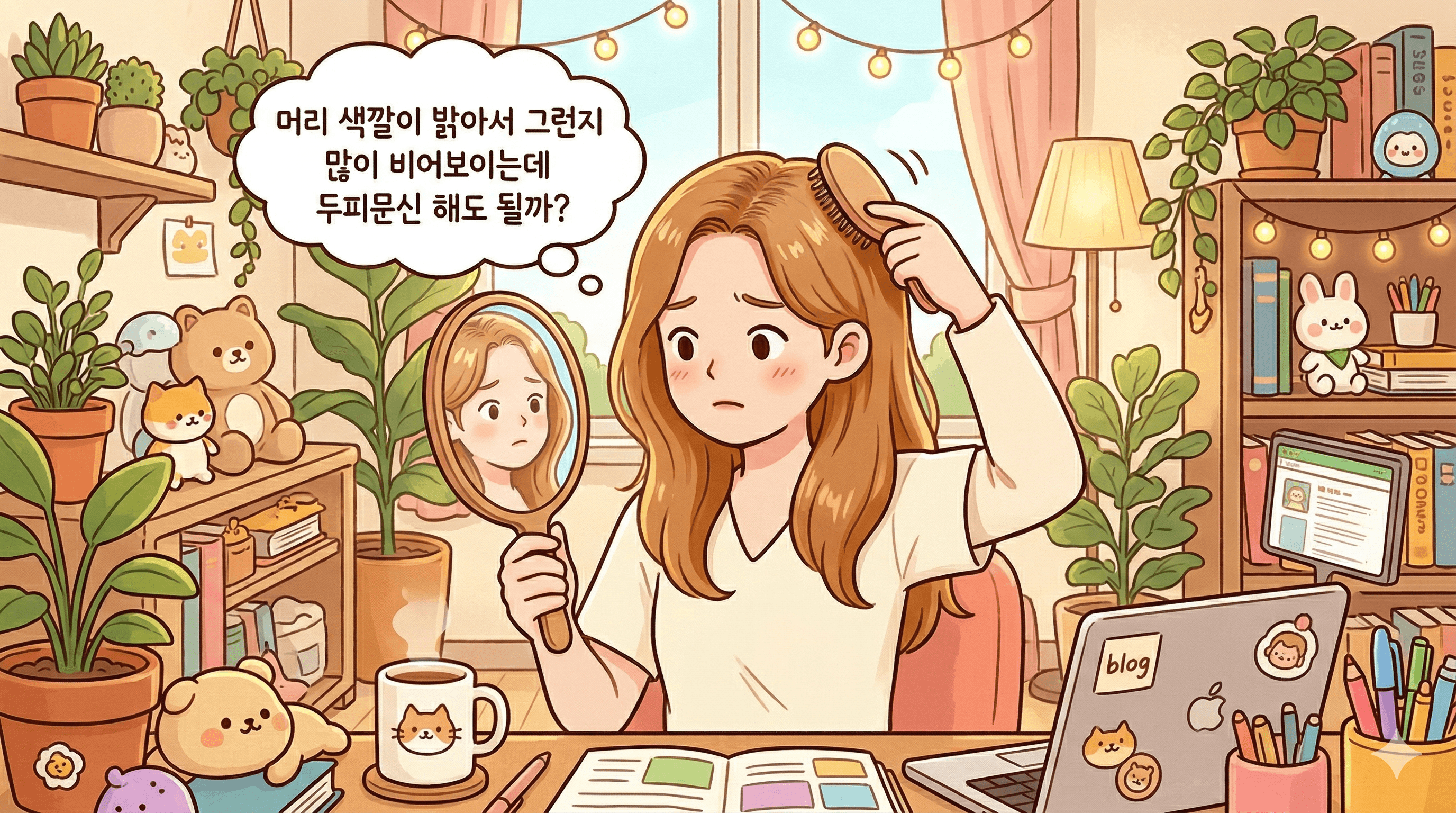 밝은 머리 염색 두피문신 해도 되나요