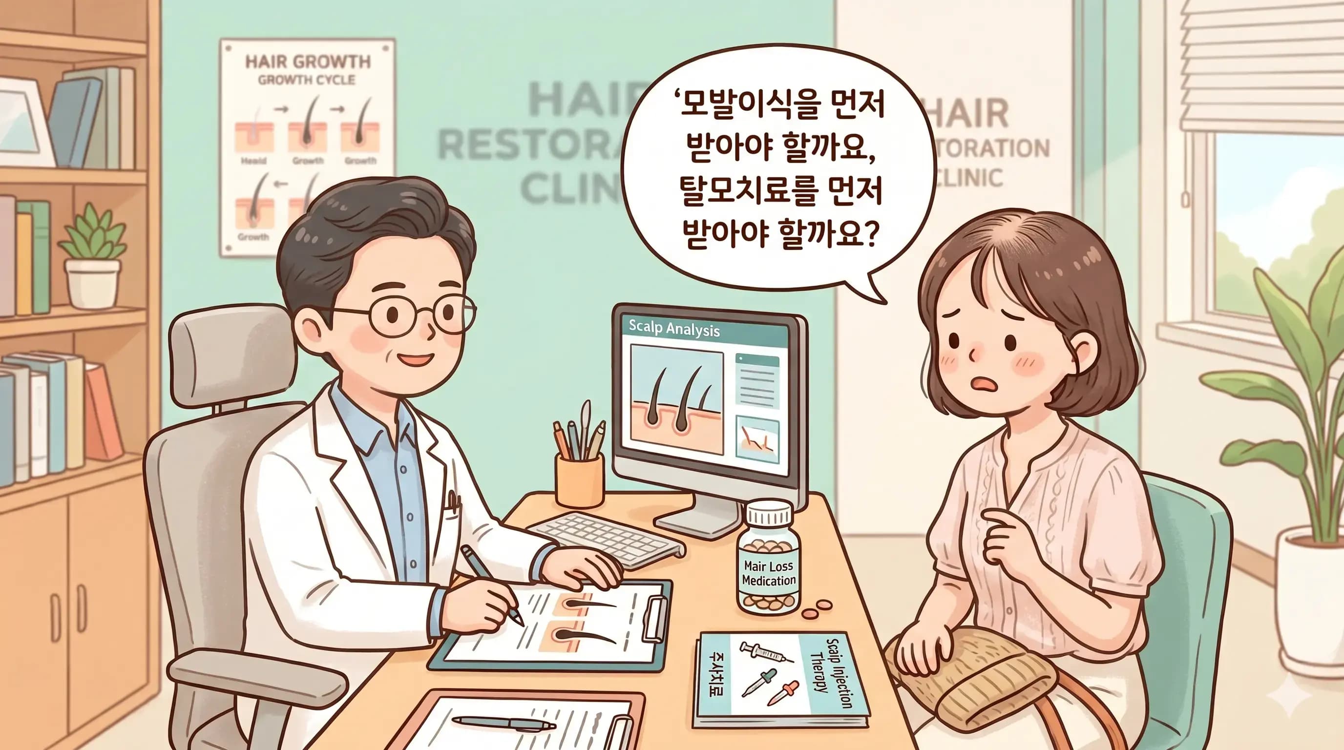 정수리 모발이식 주사치료 뭐가 먼저인가요