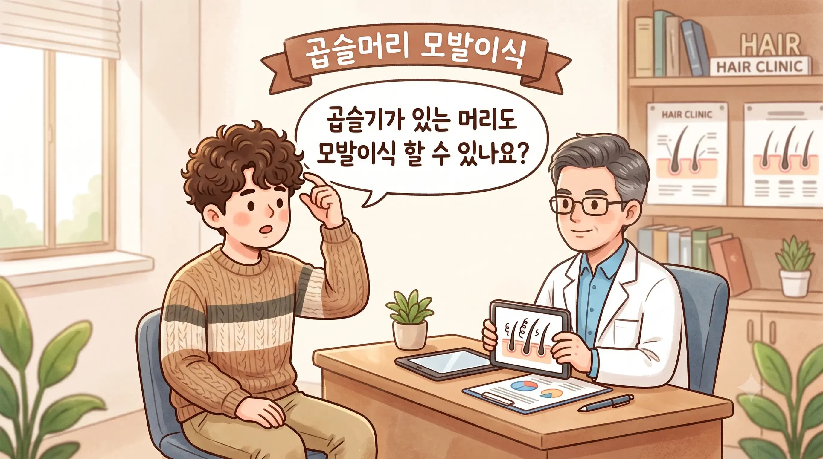 선릉 모발이식 곱슬머리도 가능한가요