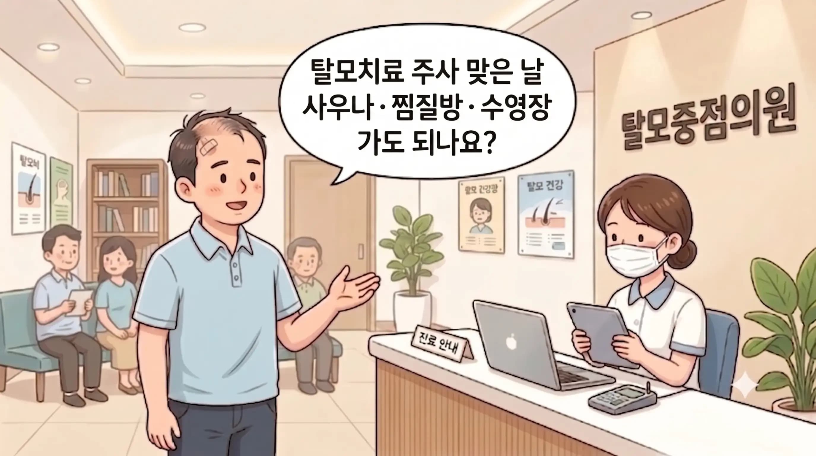 선릉 탈모치료 주사 맞은 날 사우나 찜질방 가도 되나요