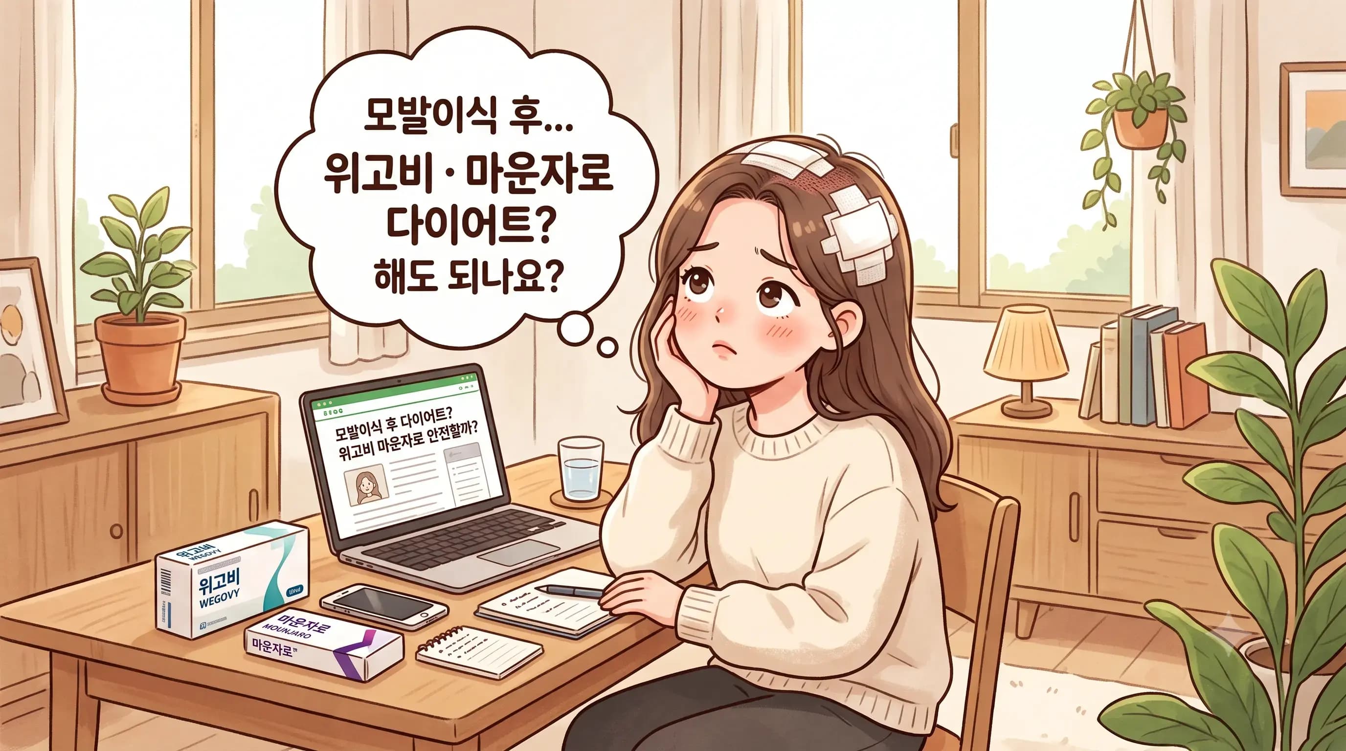 강남 모발이식 후 위고비 마운자로 다이어트, 해도 될까요